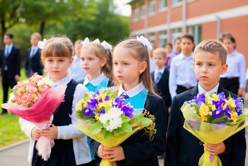 дети с цветами на 1 сентября